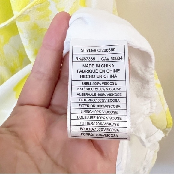 Cupcakes & Cashmere Dayen Yellow Floral Print Tie Waist Sleeveless Dress Size M - Picture 8 of 9